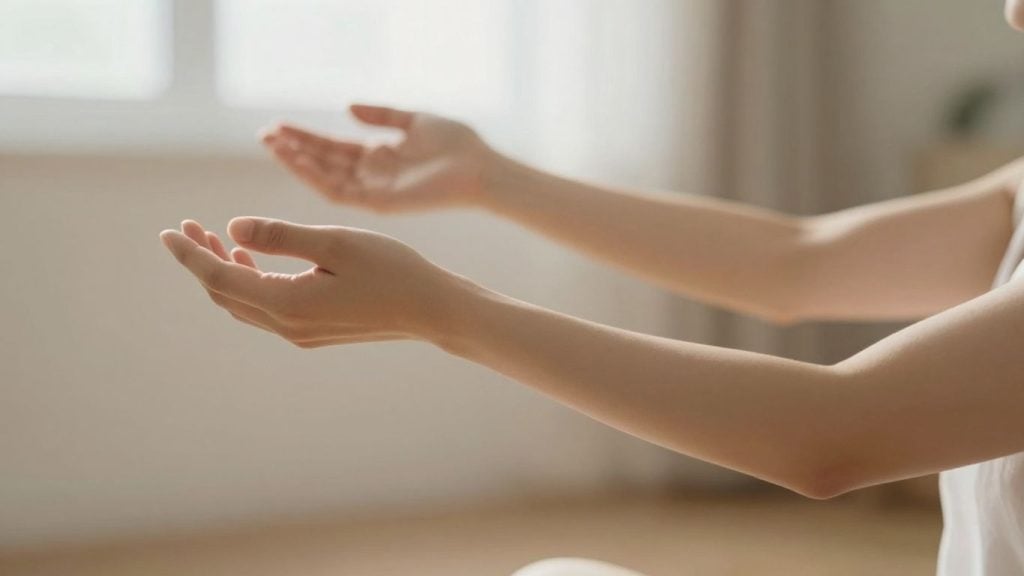 Person practicing gentle movement, calm and serene.